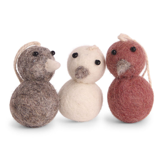 Felt Round Mini Chickens Ornament, Red, Set of 3