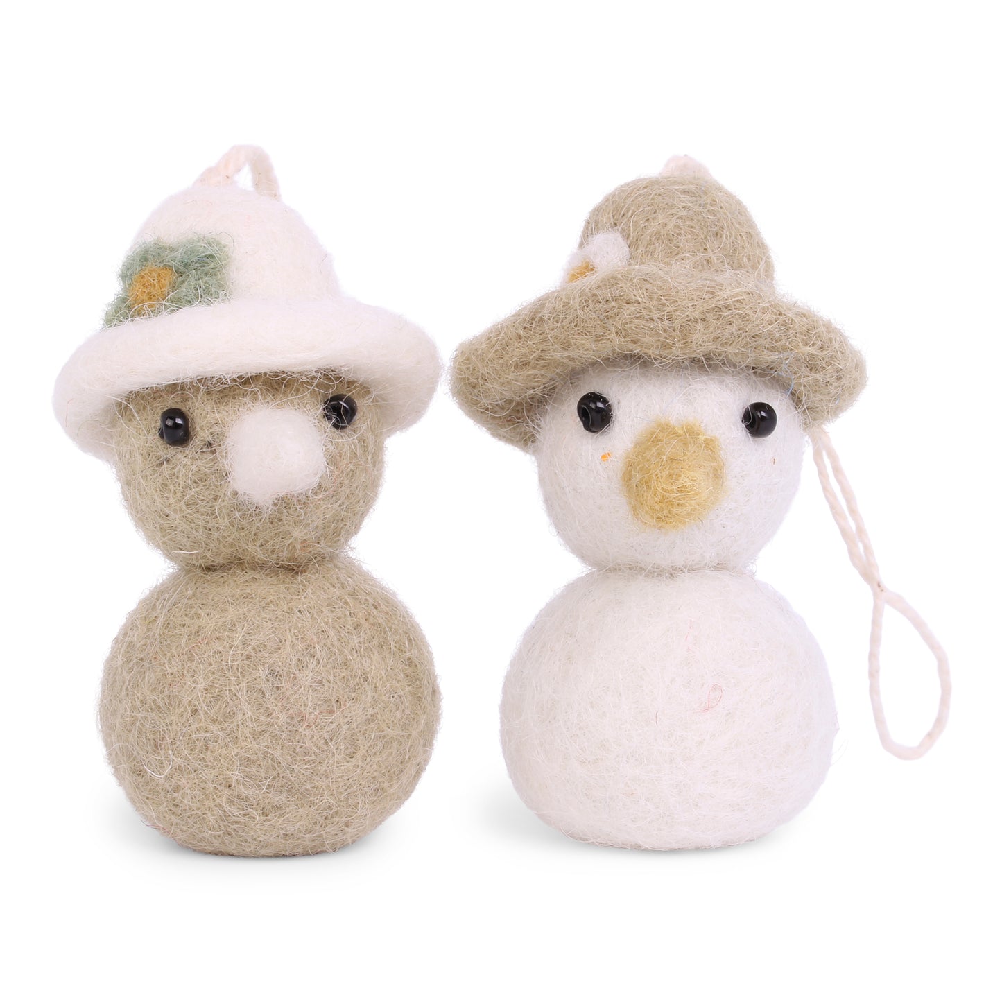 Felt Chicken w/Hat Ornament, Green, Set of 2