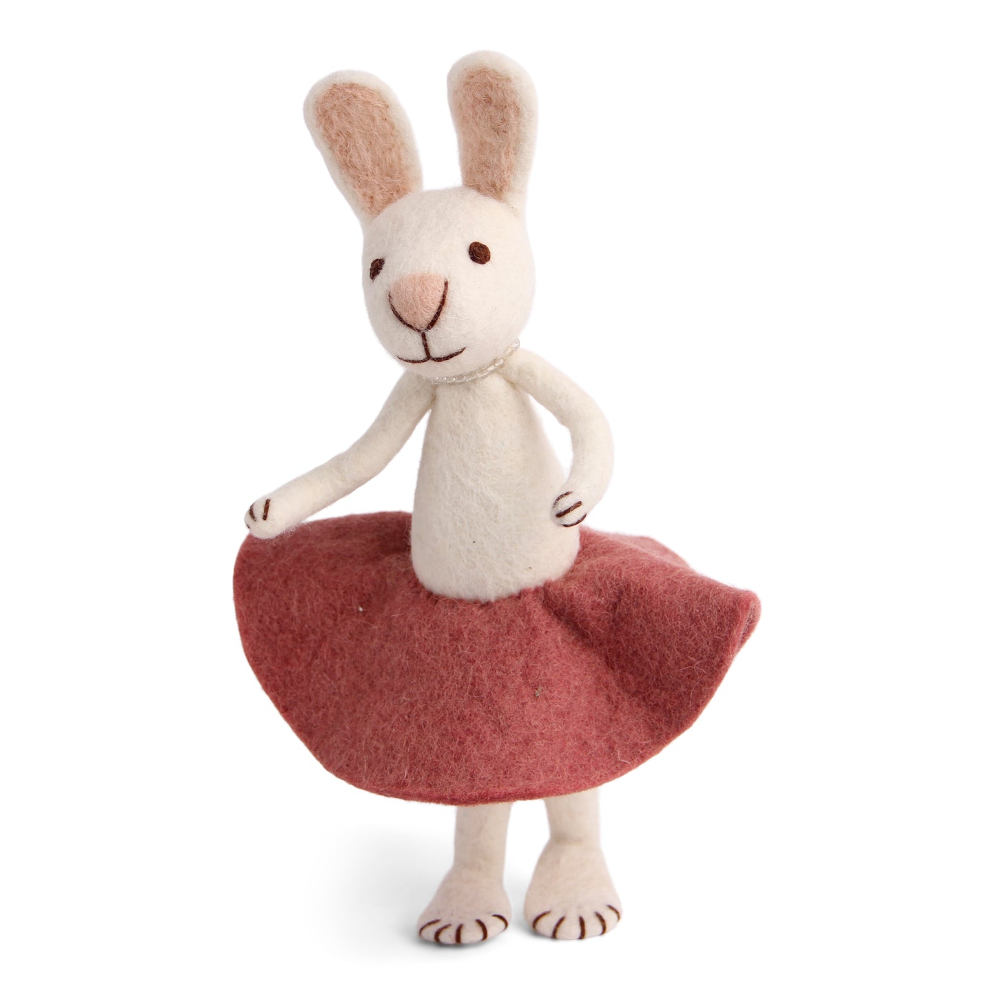 Felt Large White Bunny w/Rose Skirt