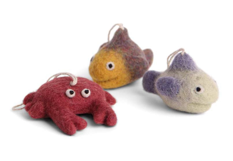 Felt Crab and Fish Set Ornament