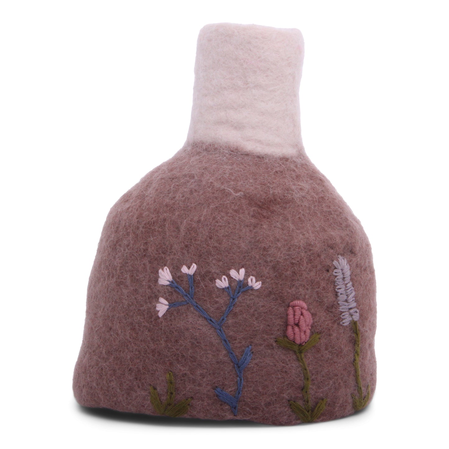 Felt Vase with Embroidery - Lavender/White