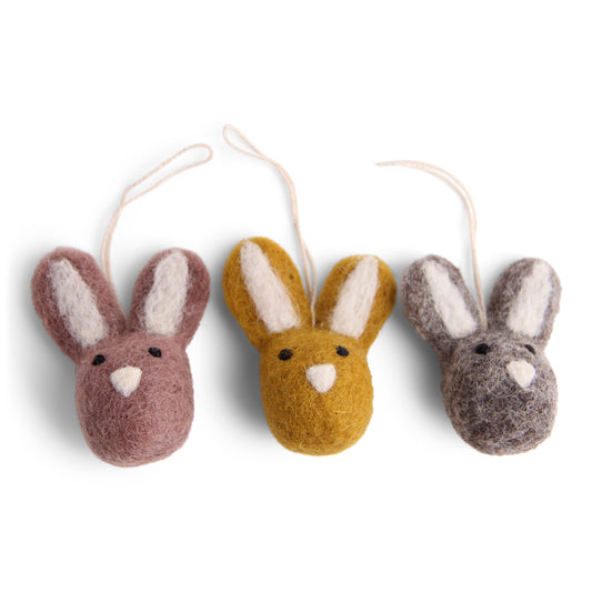 Felt Mini Bunny Ornament, Burnt Colors, Set of 3