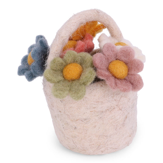 Felt Mini Flowers in Basket