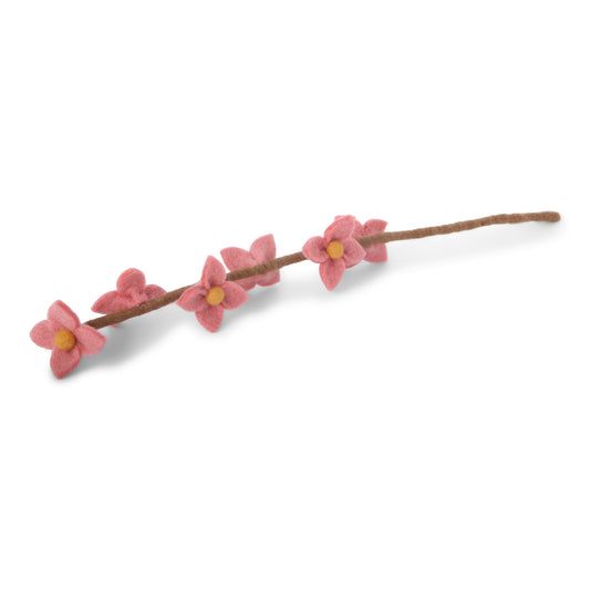 Felt Flowers on Stalk - Dusty Red