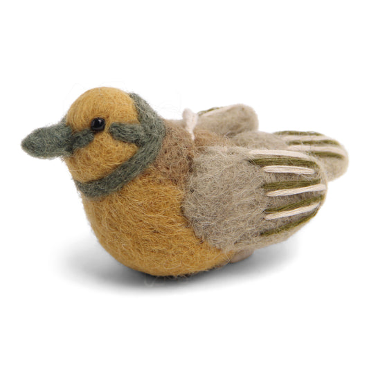 Felt Bird Ornament - Ochre/Green