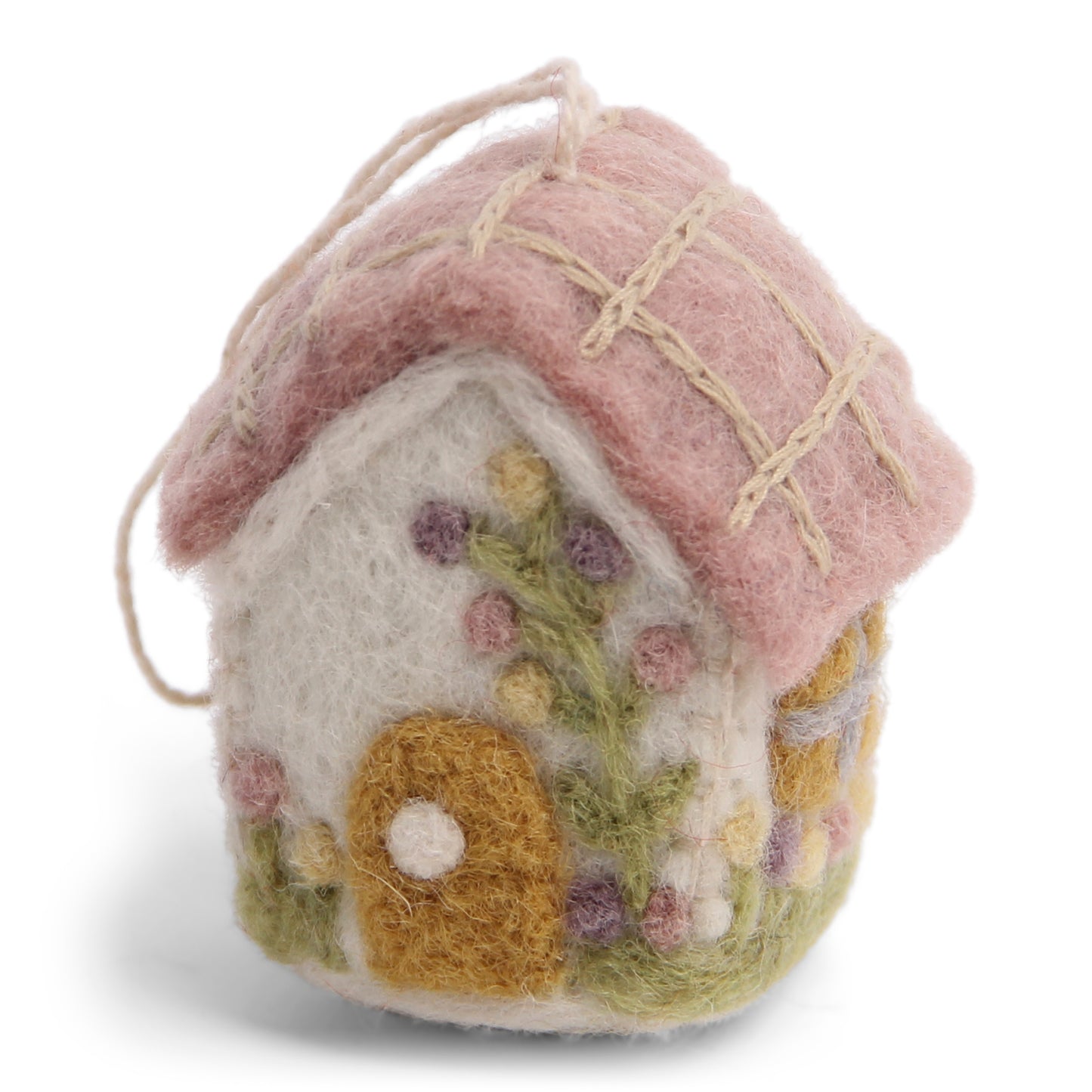 Felt Spring House Ornament - White