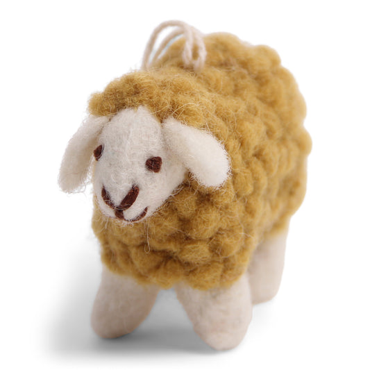 Felt Mini Sheep Ornament, Ochre