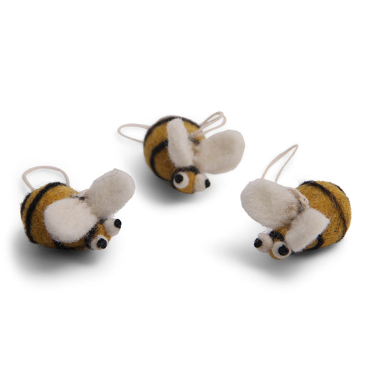 Felt Bee Ornament, Set of 3