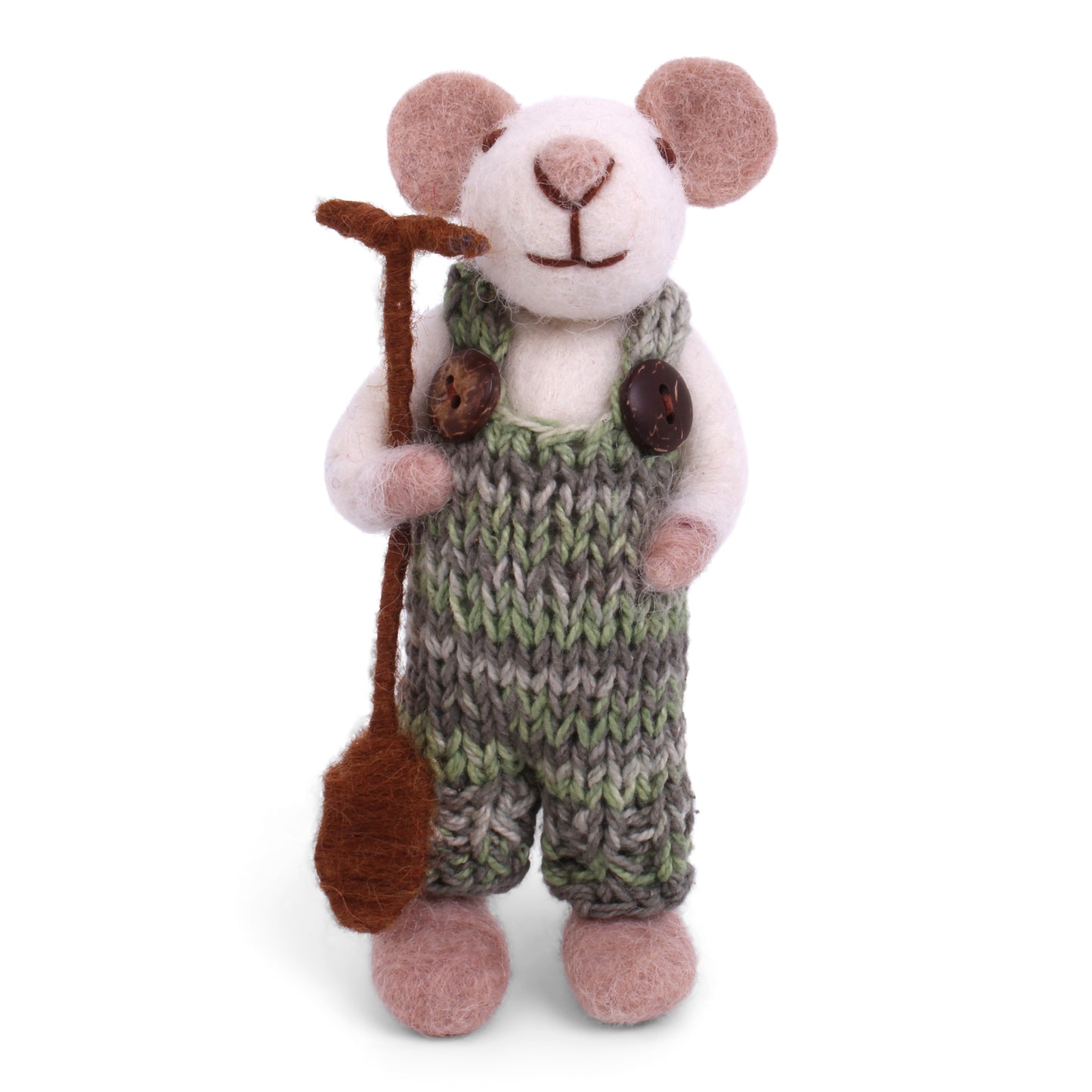 Felt White Mouse w/Green Clothing & Spade Ornament