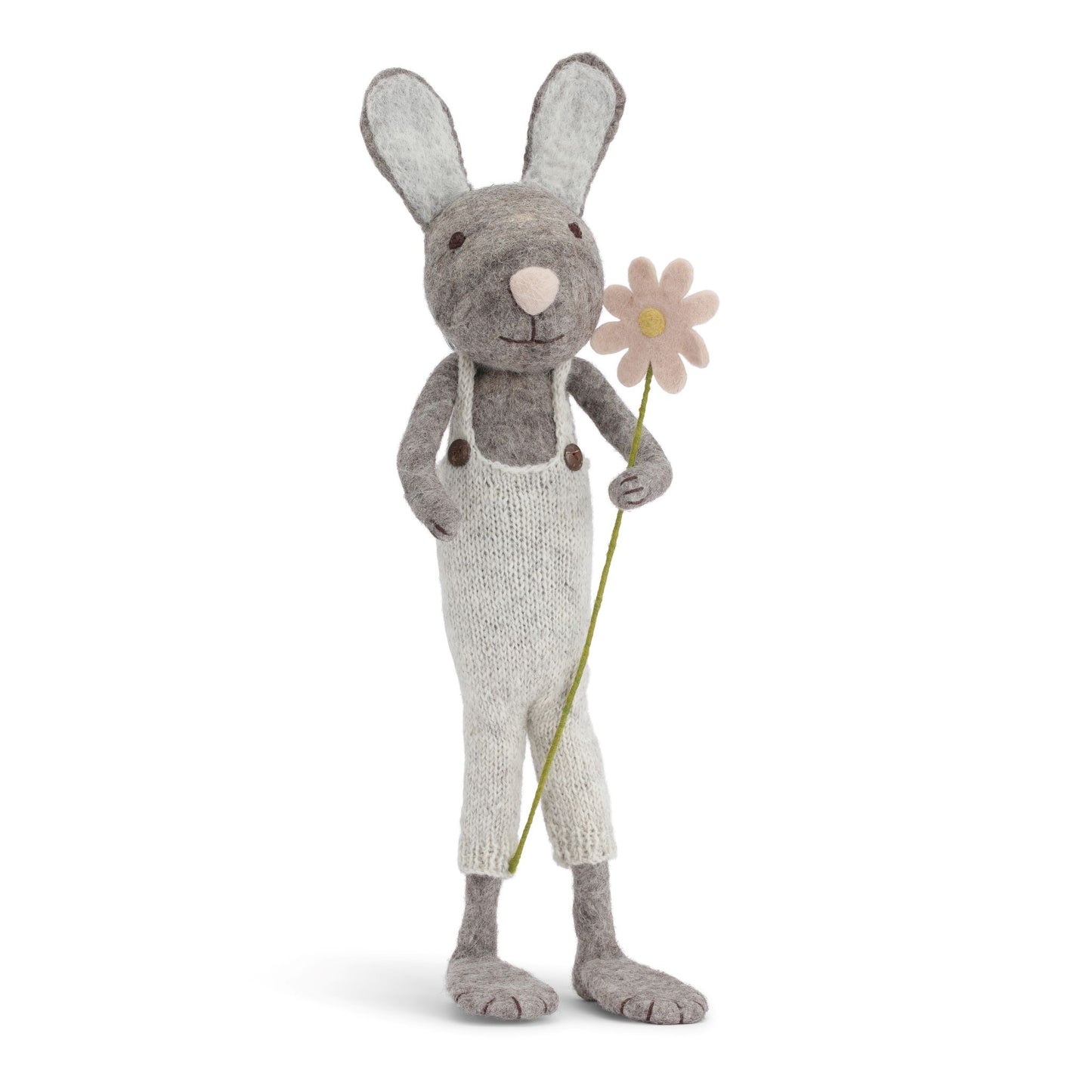 Felt X-Large Grey Bunny with Pants and Flower