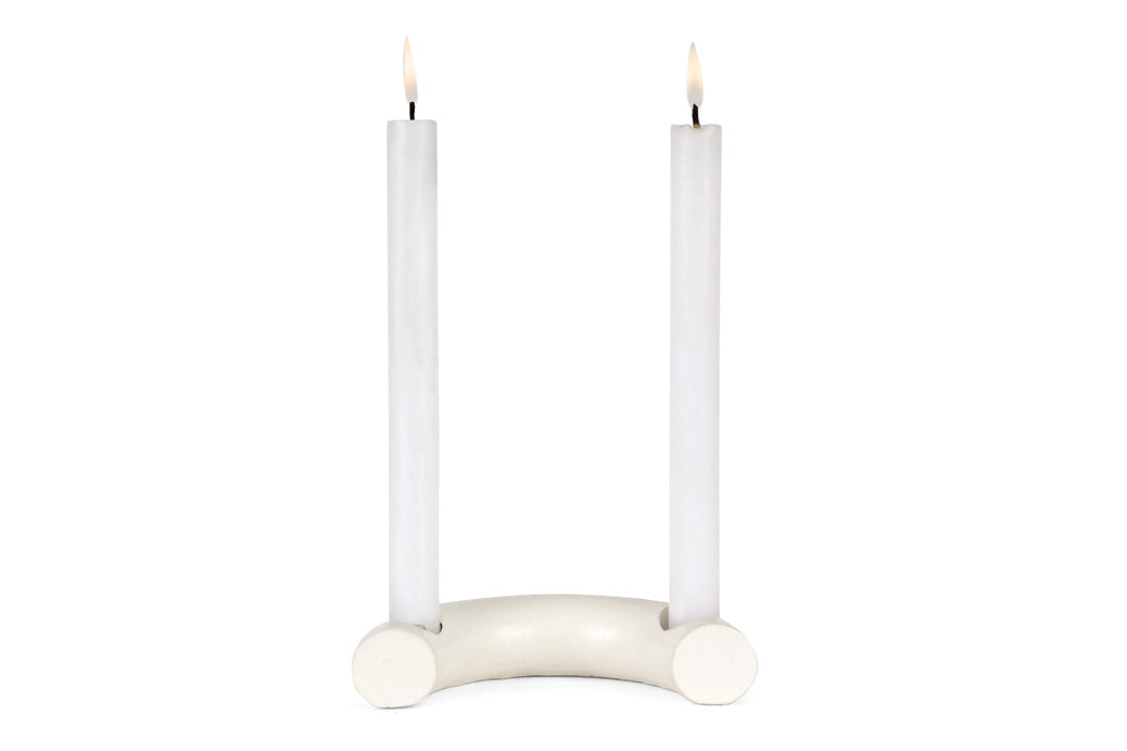 Nordic Style C Shaped Concrete Candle Holder- Ivory