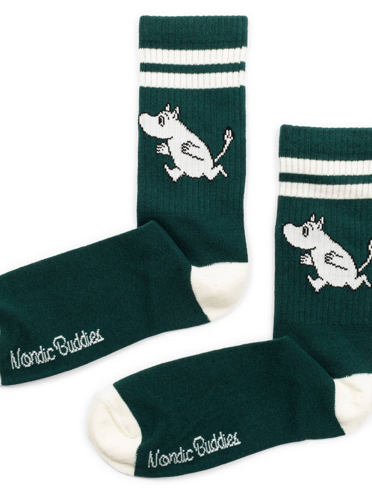 Moomintroll Running Retro Socks - Forest Green