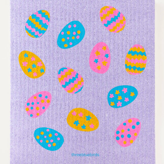 Swedish Dishcloth - Easter Eggs on Purple