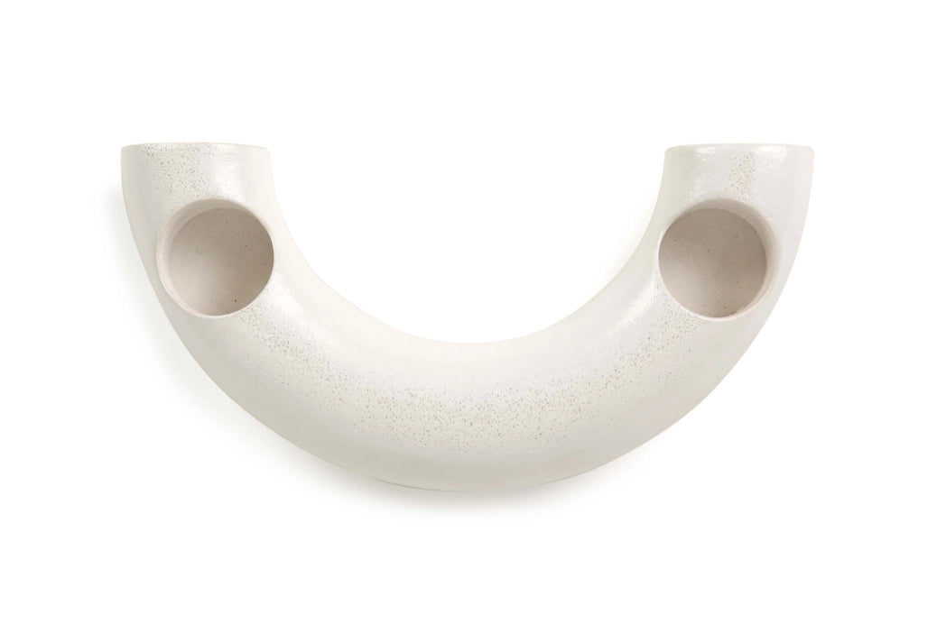 Nordic Style C Shaped Concrete Candle Holder- Ivory