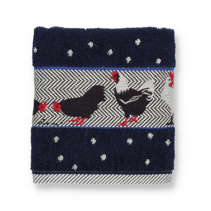 Kitchen Towel Chickens 100% Organic Cotton - Dark Blue