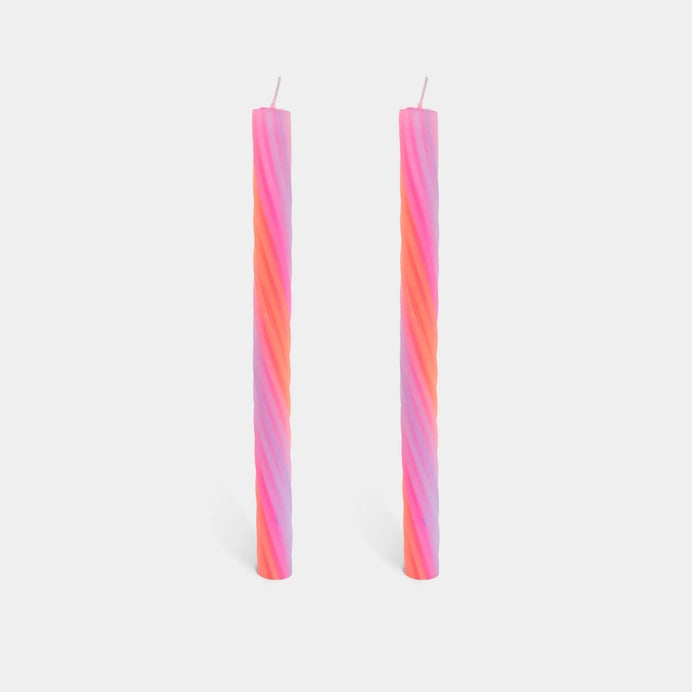 Rope Candle Sticks By Lex Pott - Pink & Orange (2 Pack)