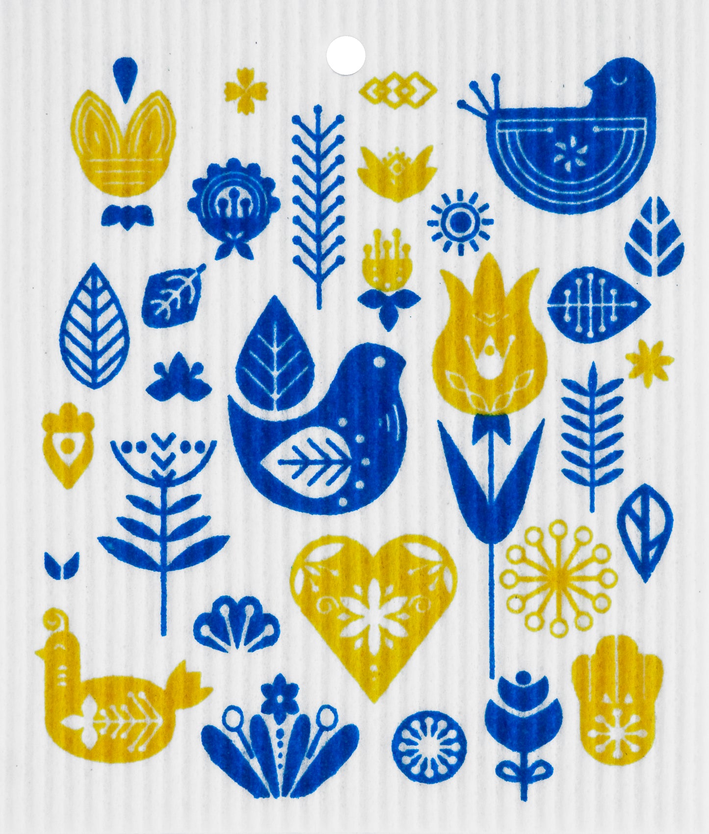 Swedish Dishcloth - Yellow & Blue Birds