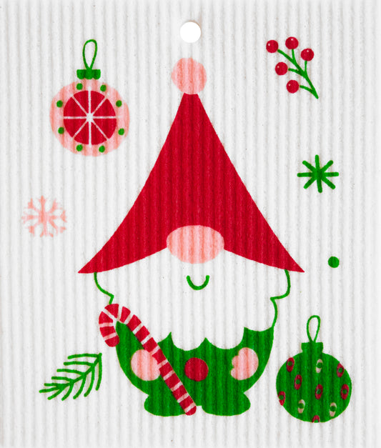 Swedish Dishcloth - Candy Cane Gnome