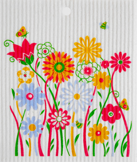 Swedish Dishcloth - Colorful Flowers & Bugs