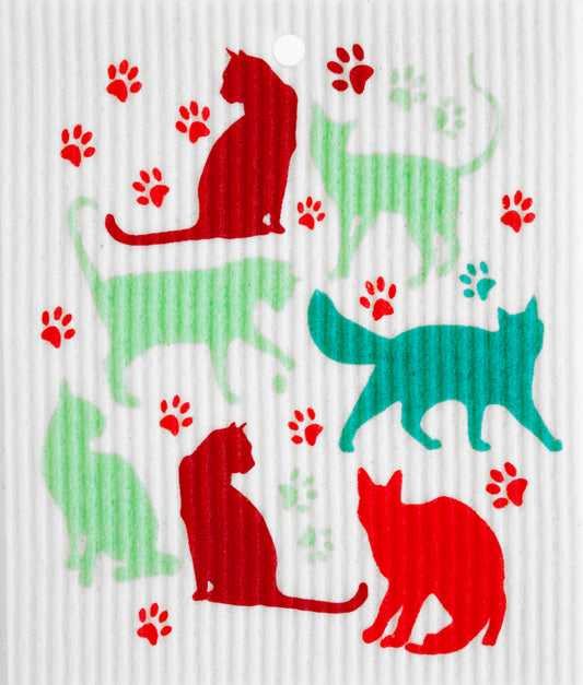 Swedish Dishcloth - Cats & Paw Prints