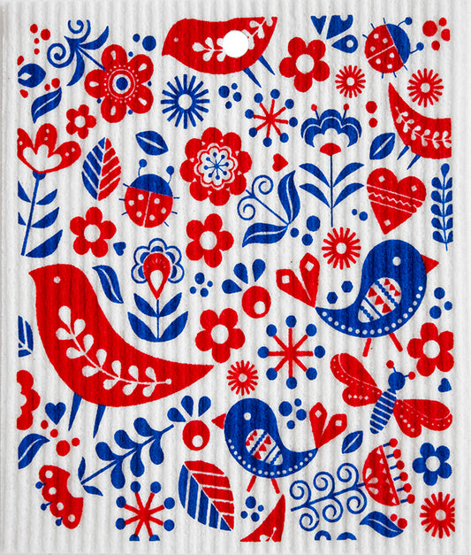 Swedish Dishcloth - Birds, Bugs, & Flowers