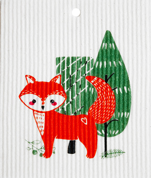 Swedish Dishcloth - Fox with Tree