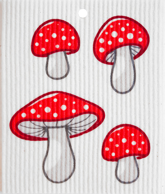 Swedish Dishcloth - Red & White Mushrooms