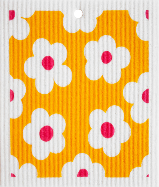 Swedish Dishcloth - Flowers on Yellow