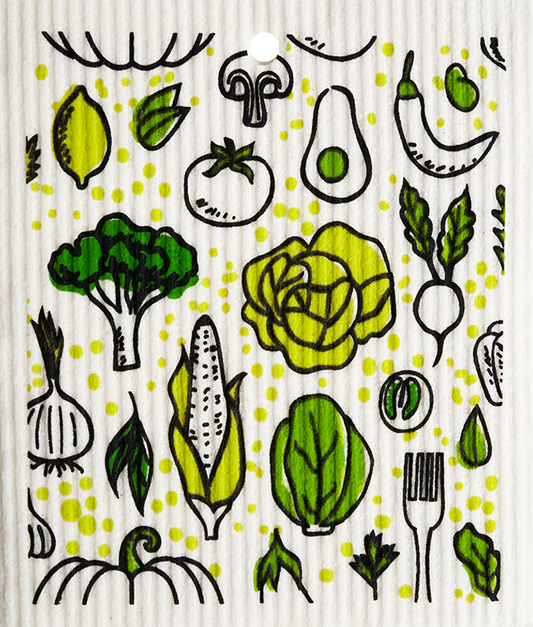 Swedish Dishcloth - Green Veggies