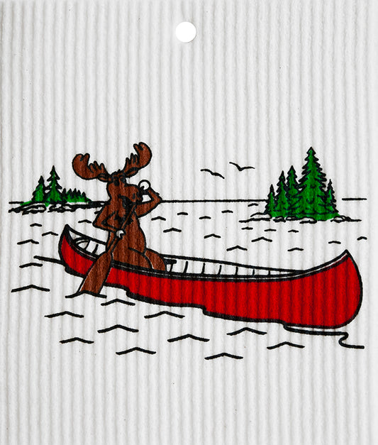 Swedish Dishcloth - Moose in Canoe