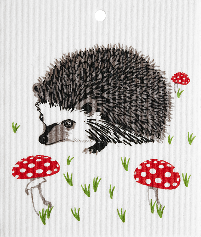 Swedish Dishcloth - Hedgehog with Mushrooms