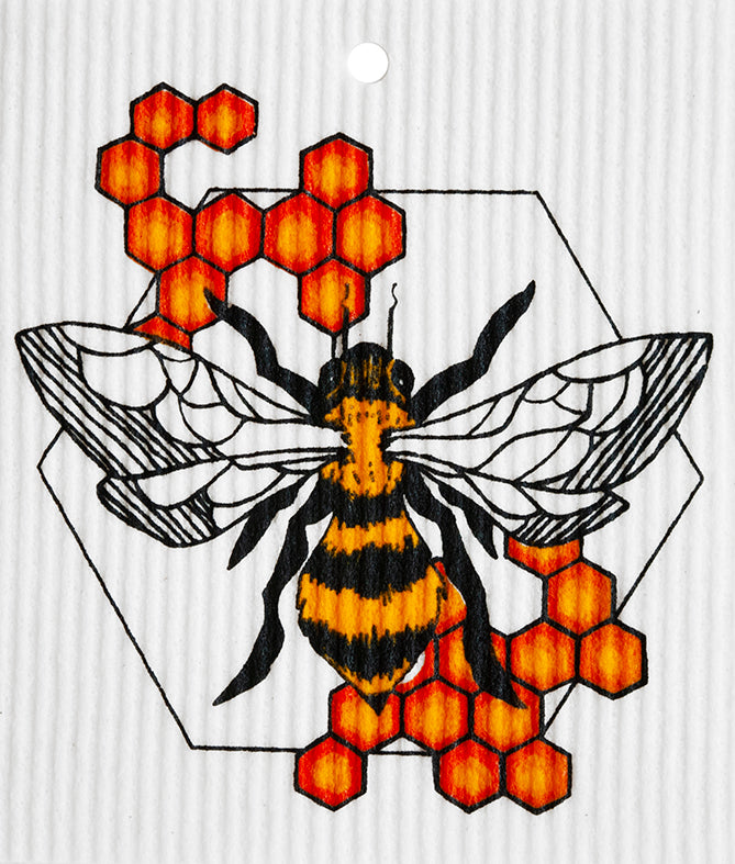 Swedish Dishcloth - Bee with Honeycomb