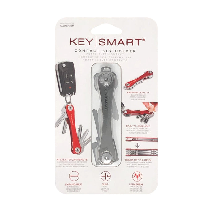 KeySmart Original Key Holder | Aluminum | Holds 8 Keys (Titanium)