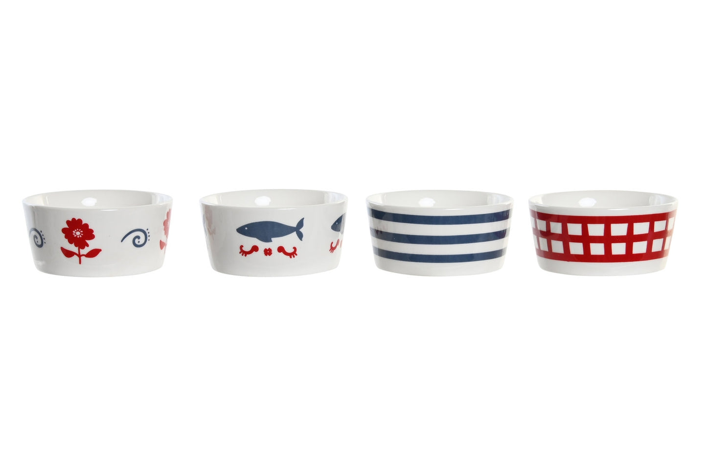 Aperitif Set of 5 Bamboo Stoneware - Red & Blue