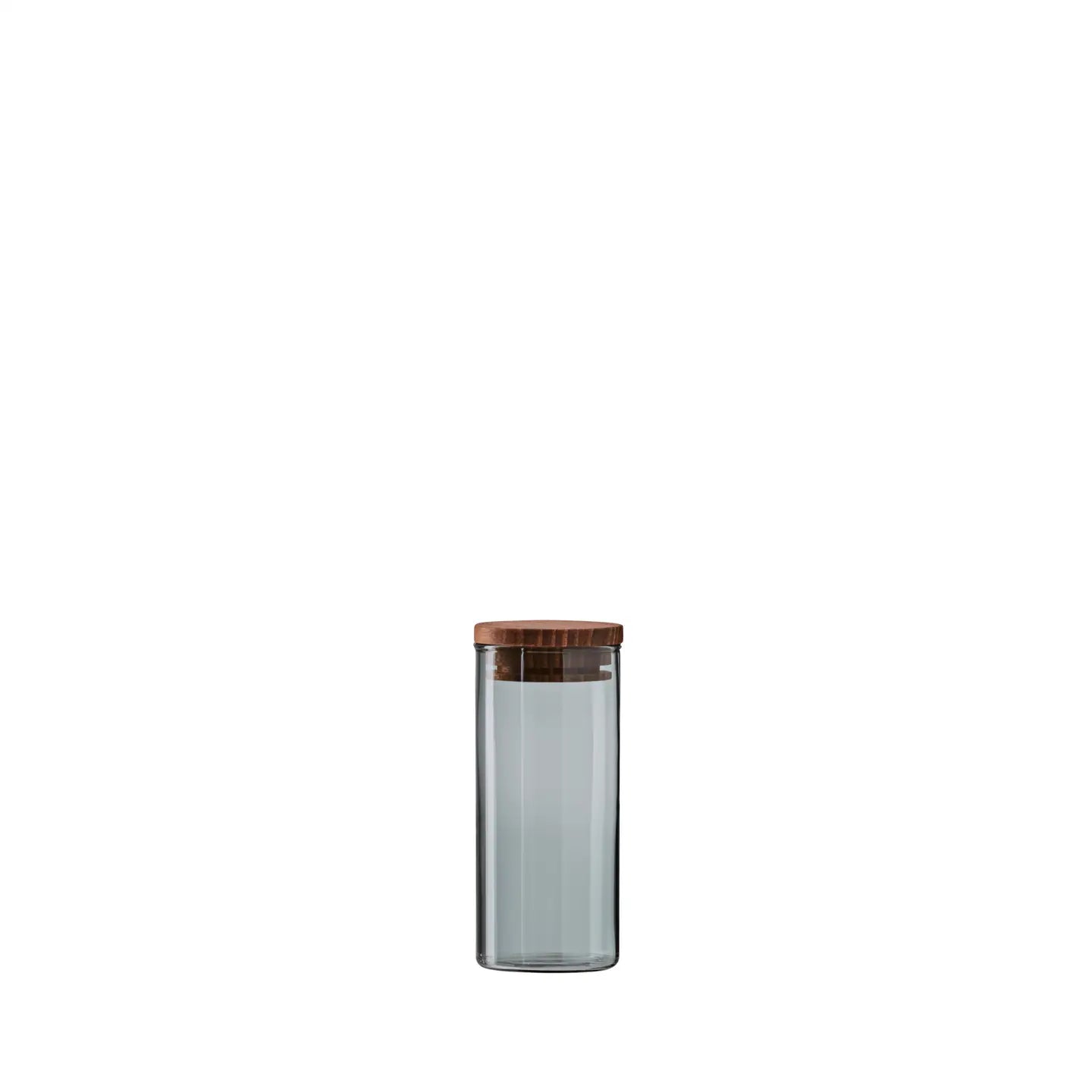 RAW Smoke Glass Storage Canister with Teak Lid - Mini