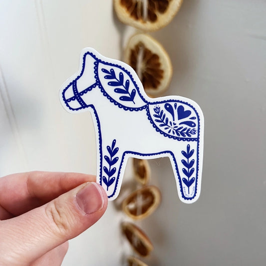 Swedish Dala Horse Sticker (White)