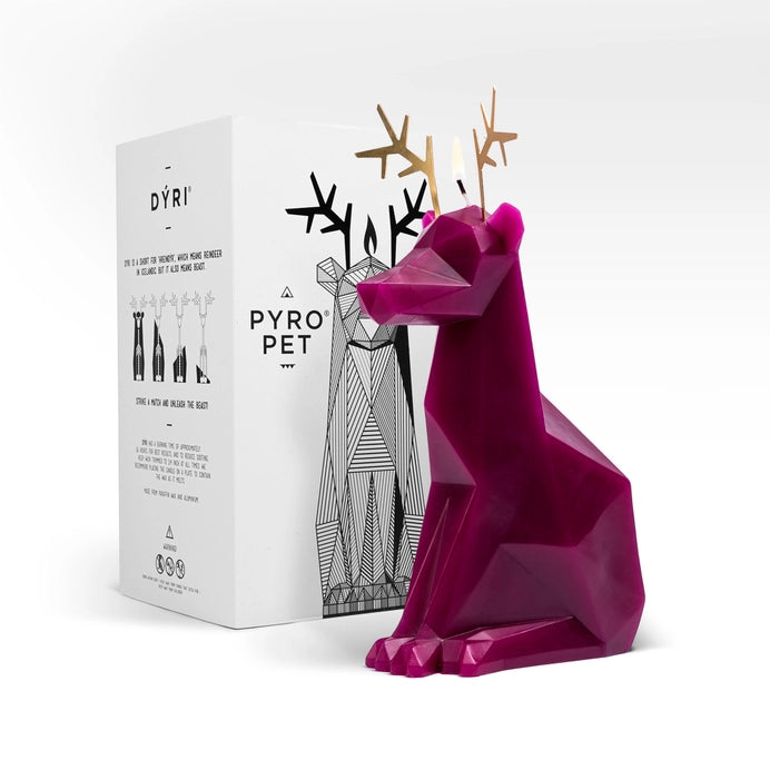 Pyropet Dyri Reindeer Skeleton Candle - Burgundy