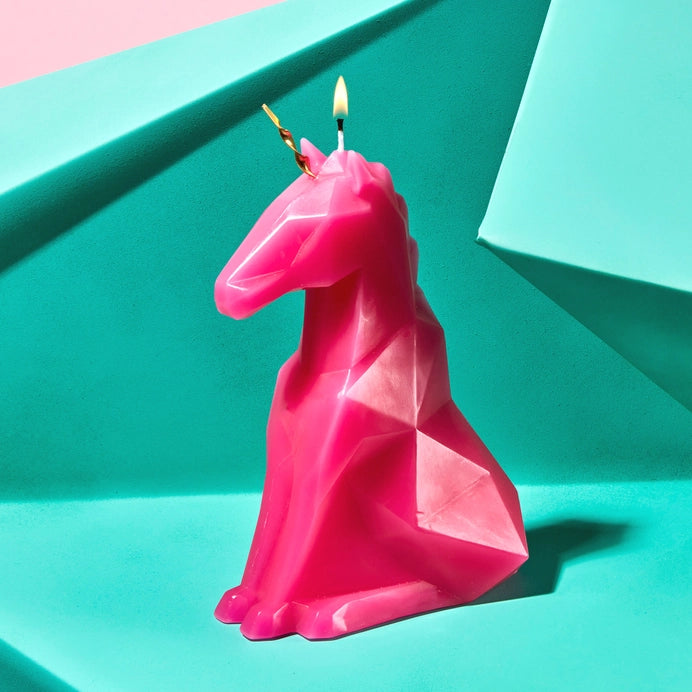 Pyropet Einar Unicorn Skeleton Candle - Hot Pink