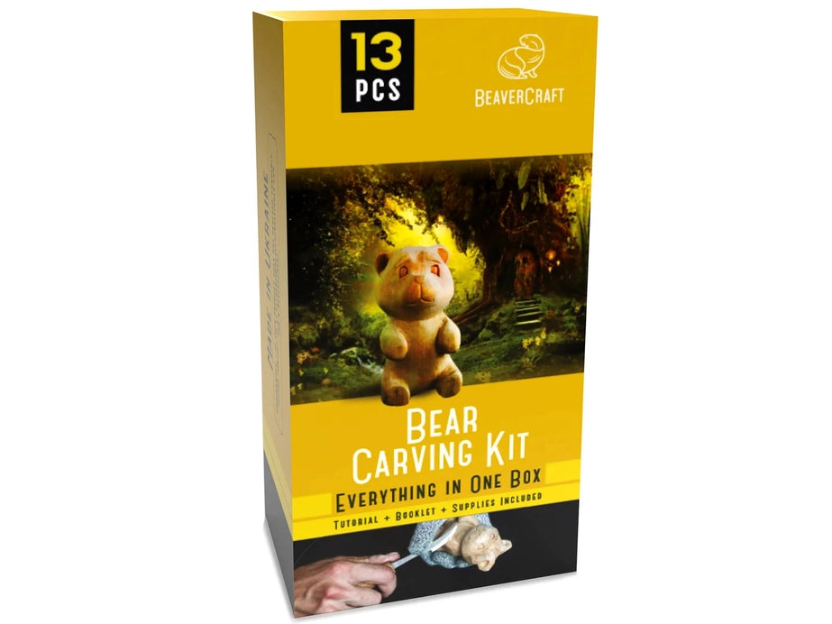 BeaverCraft DIY05 - Bear Carving Kit – Complete Starter Whittling Kit