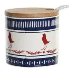 Bamboo Dolomite Sugar Bowl - Red & Blue