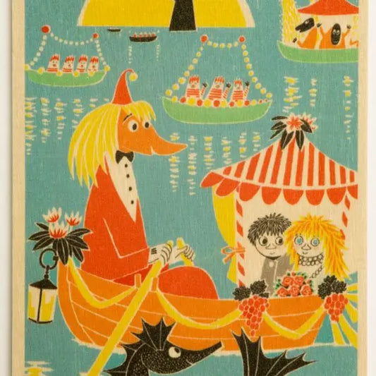 Wooden Postcard - Moomin Wedding Boat