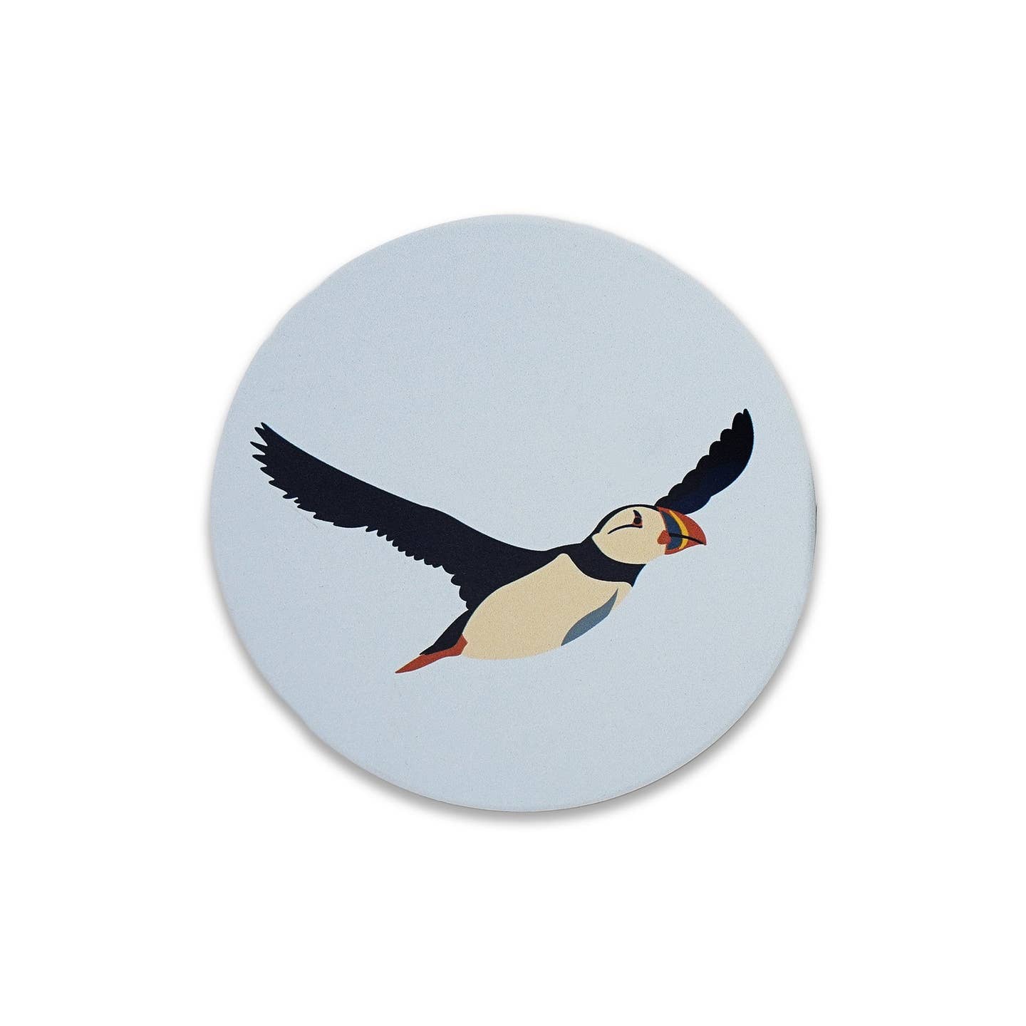 Single Ceramic Coaster - Puffin on Blue