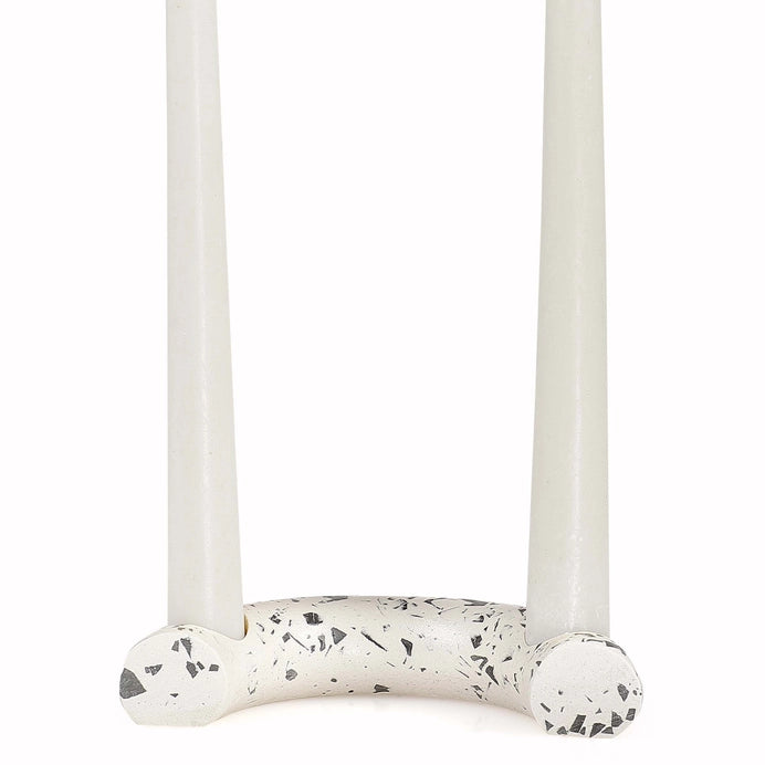 Nordic Style C Shaped Terrazzo Concrete Candle Holder- Black & White