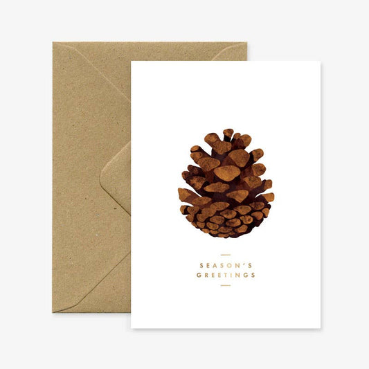 Greeting Cards - Pine Cone Christmas Gold Foil