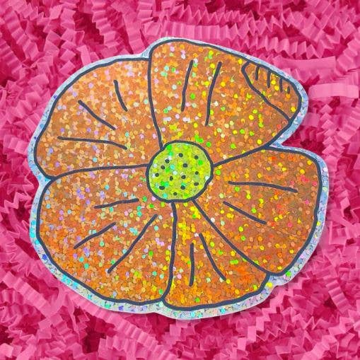 Glitter Poppy Sticker