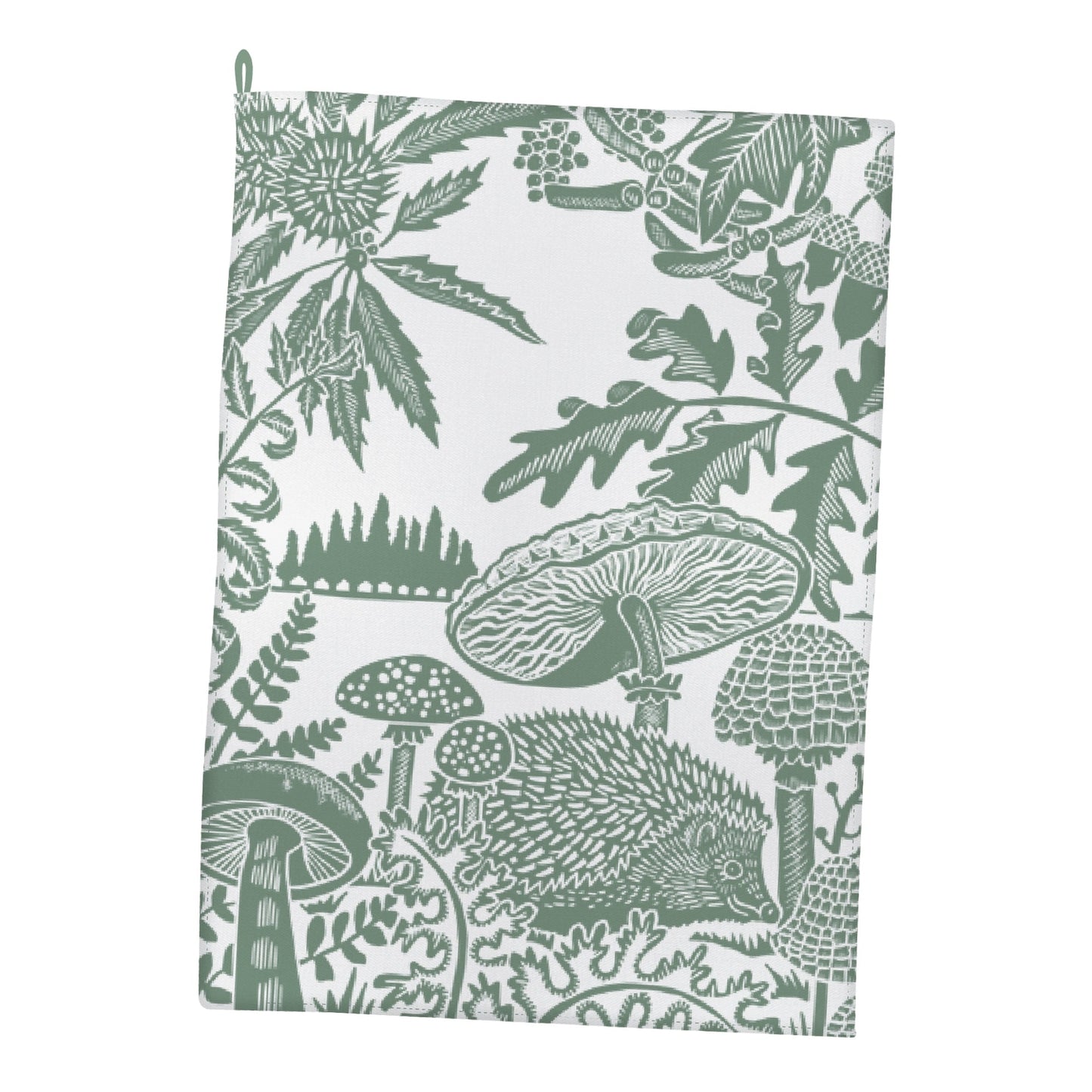 Kate Heiss Recycled Cotton Tea Towel - Woodland Hedgehog