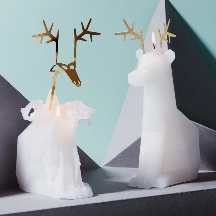 Pyropet Dyri Reindeer Skeleton Candle - White