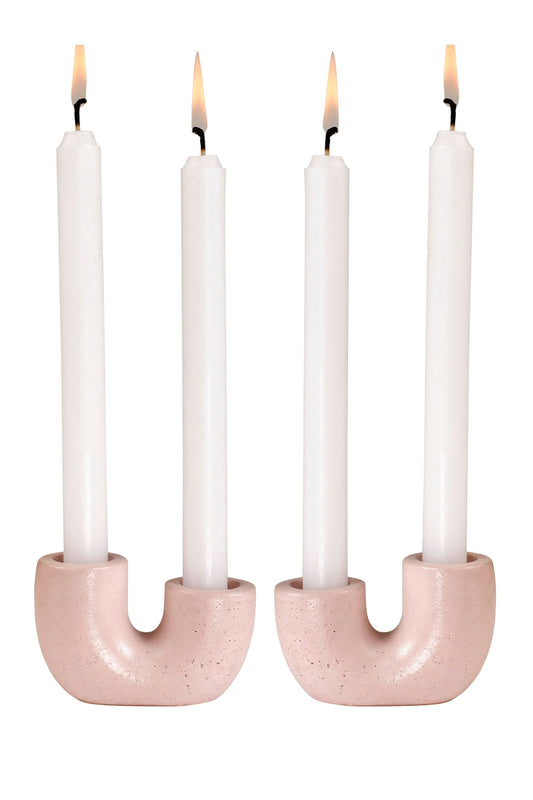 Nordic Style U Shaped Concrete Candle Holder - Pink