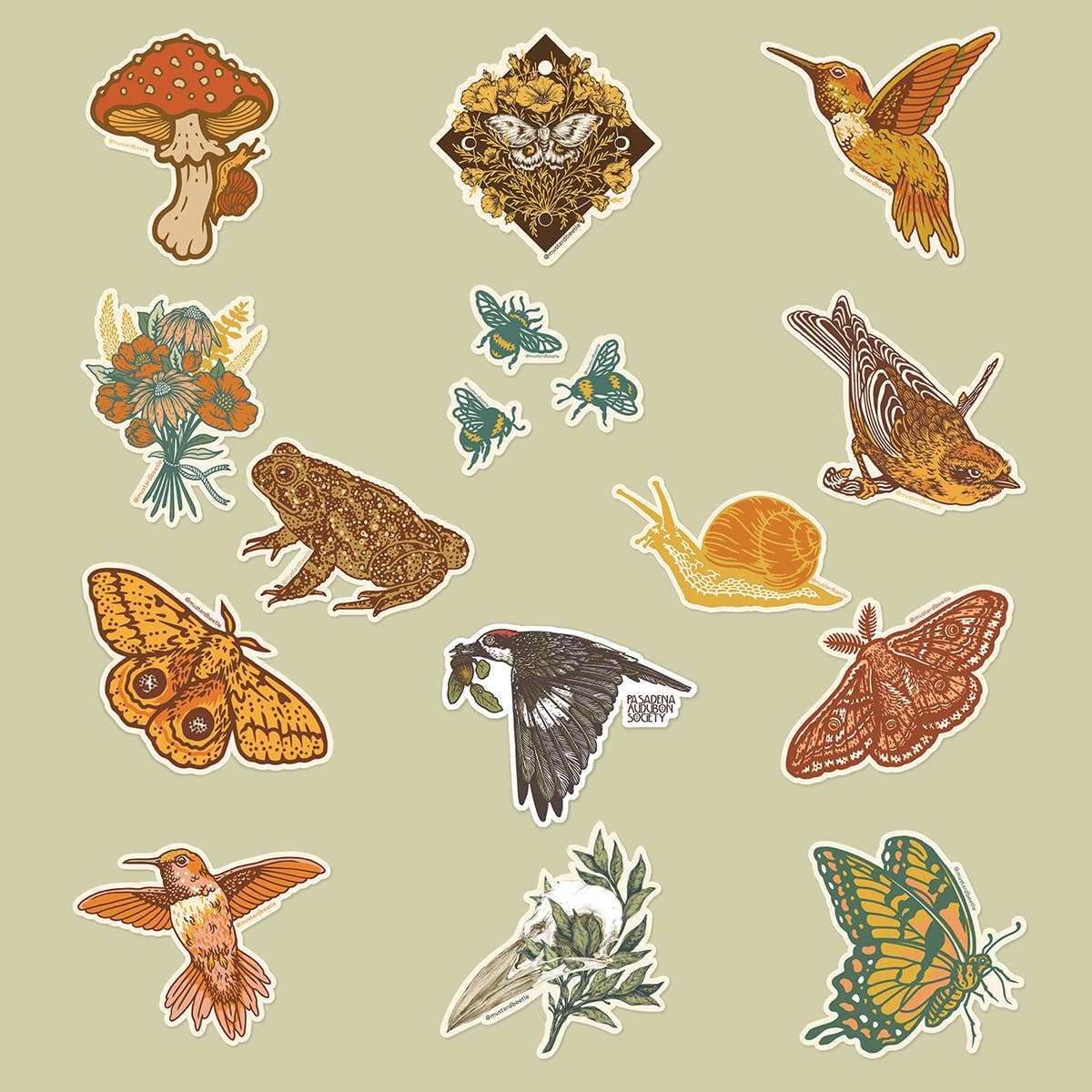 Polyphemus Moth & California Poppies Vinyl Sticker