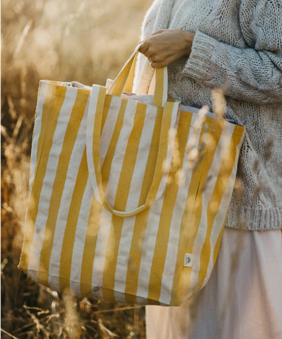 OMOM Original Organic Tote Bag - Striped Yellow